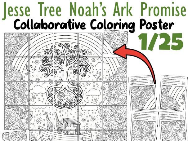 Jesse Tree Noah’s Ark Promise Collaborative Poster | Advent Bible Coloring Art