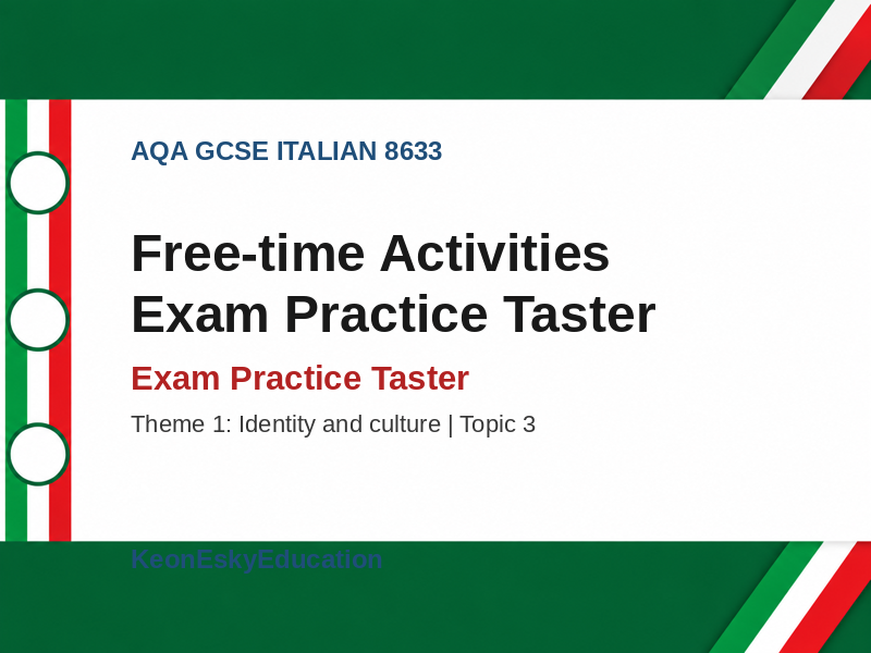 AQA GCSE Italian – Free-time Activities Exam Practice Taster