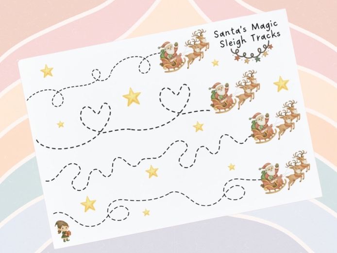 Christmas - Santa's Sleigh Tracks Pencil Control