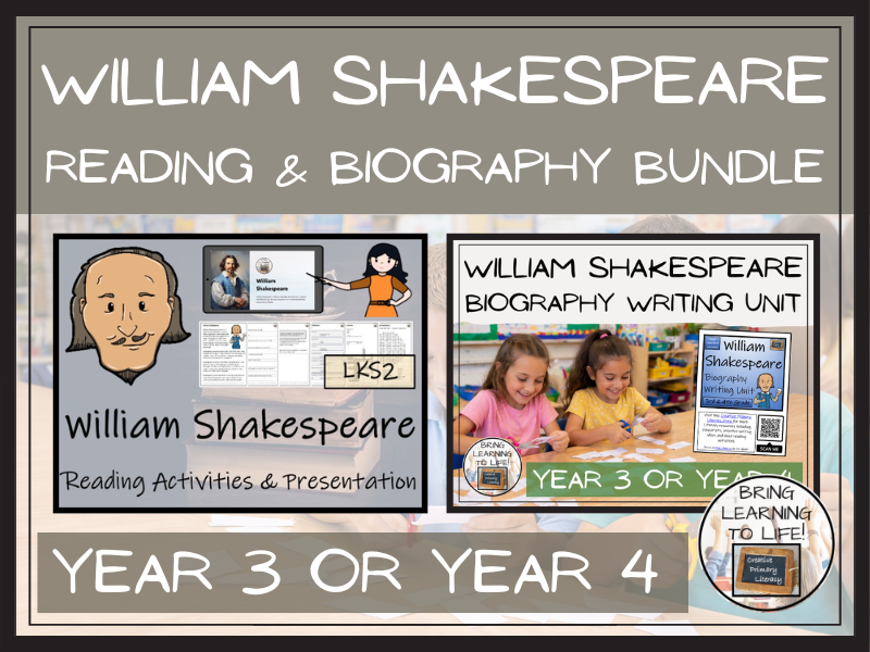 William Shakespeare Reading Comprehension & Biography Bundle | LKS2