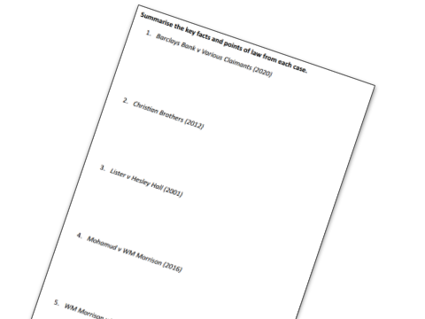 Vicarious liability - Key cases tests (AQA A-level law)