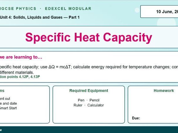 IGCSE Physics: Specific Heat Capacity | Edexcel Modular | Unit 4 | L8