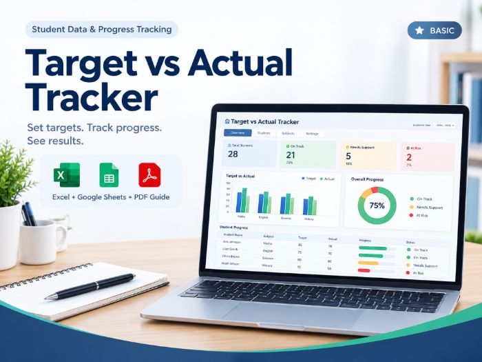 Target vs Actual Tracker | Excel & Google Sheets + PDF Guide