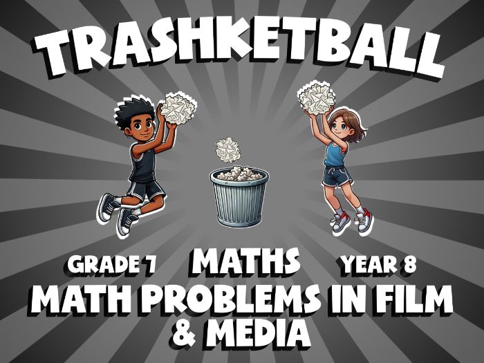 Math Problems in Film & Media TRASHKETBALL Maths Game | No-Prep Year 8 Review Activity