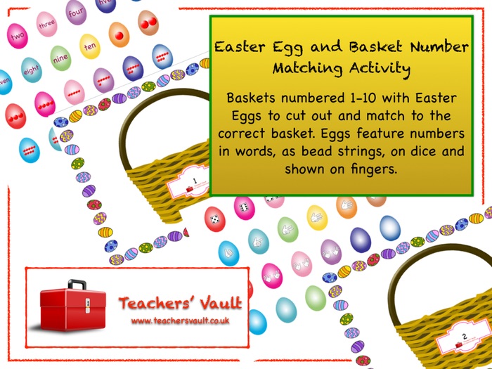 Easter Egg and Basket Number Matching Activity Teaching Resources