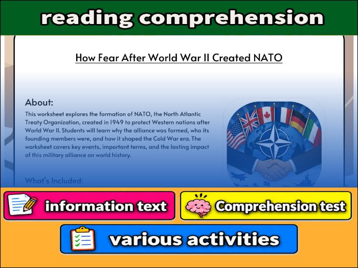 How Fear After World War II Created NATO - Comprehension 91����t & Activities