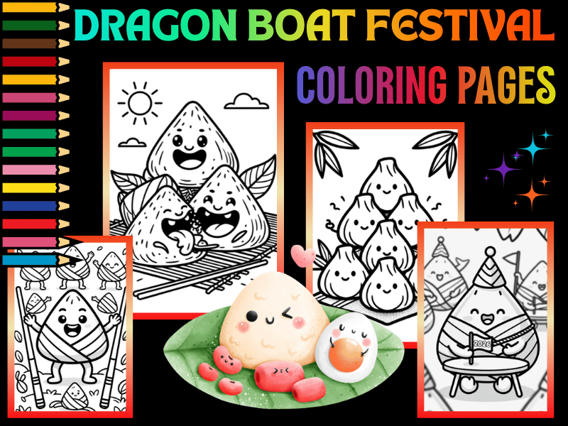 Dragon Boat Festival Zongzi Party Coloring Pages for Kids | NO PREP Activity
