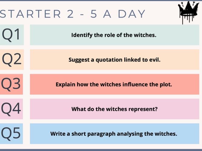 Macbeth - 100 x '5 a day' Starters