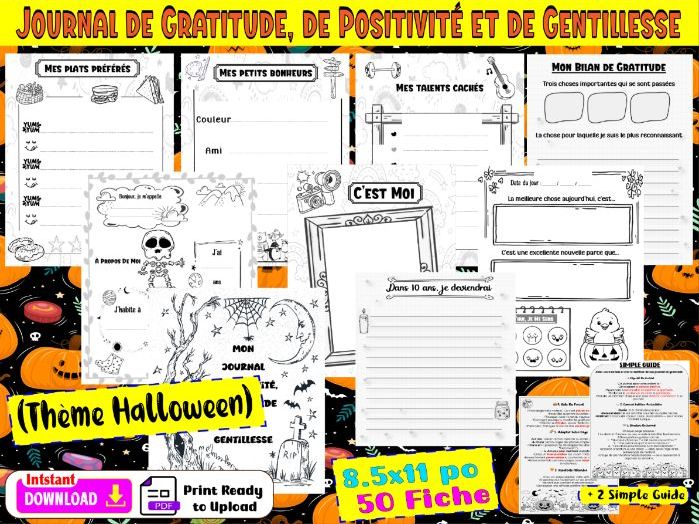 Journal de Gratitude, de Positivité et de Gentillesse (Thème Halloween)