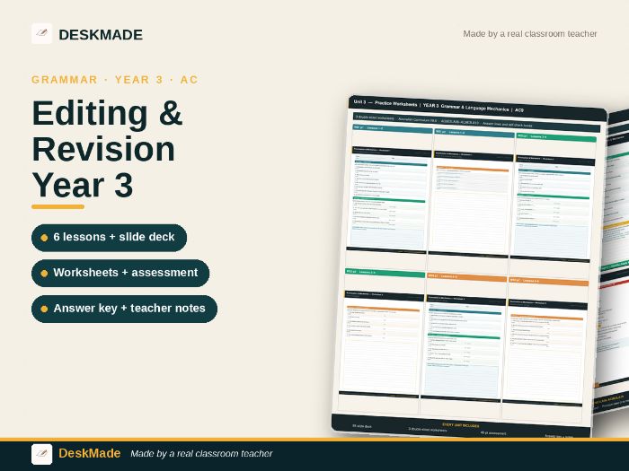 Year 3 Editing & Revision Unit | Australian Curriculum