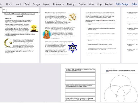 KS3 - Religious Studies/ Education Cover Lesson Booklet - Where do we find wisdom? Just Print and Go