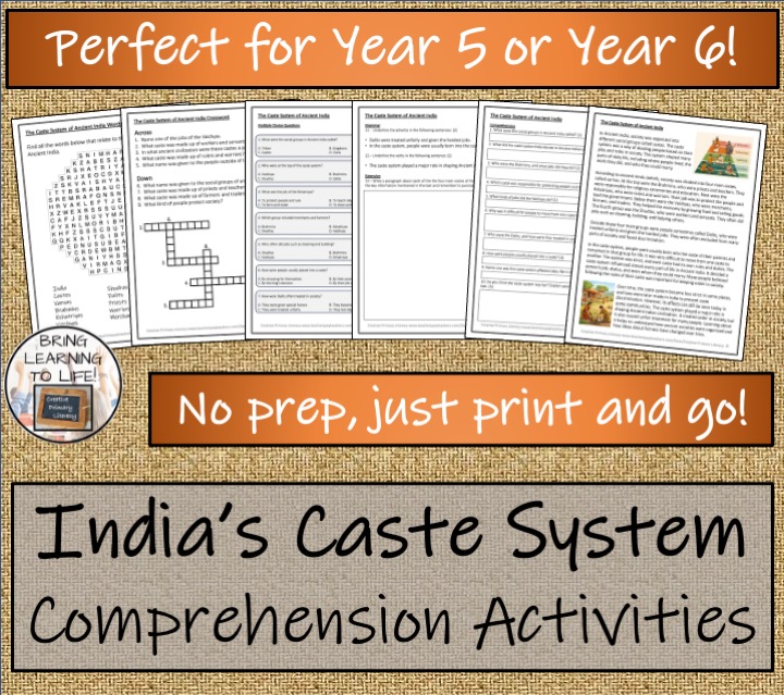 Caste System of Ancient India Reading Comprehension Activities | Year 5 ...