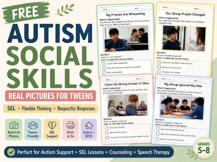 Free Autism Social Skills for Tweens
