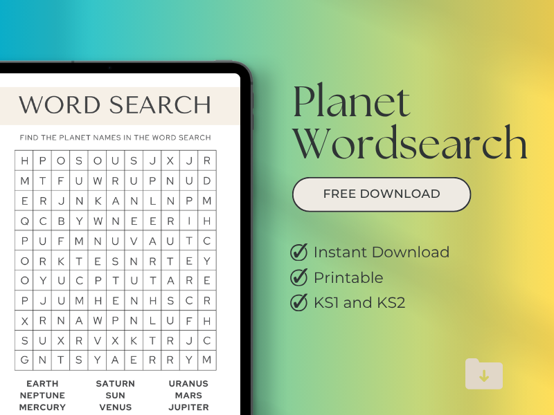 Solar System Planets Word Search | Space Science Starter | KS1 KS2  | FREE