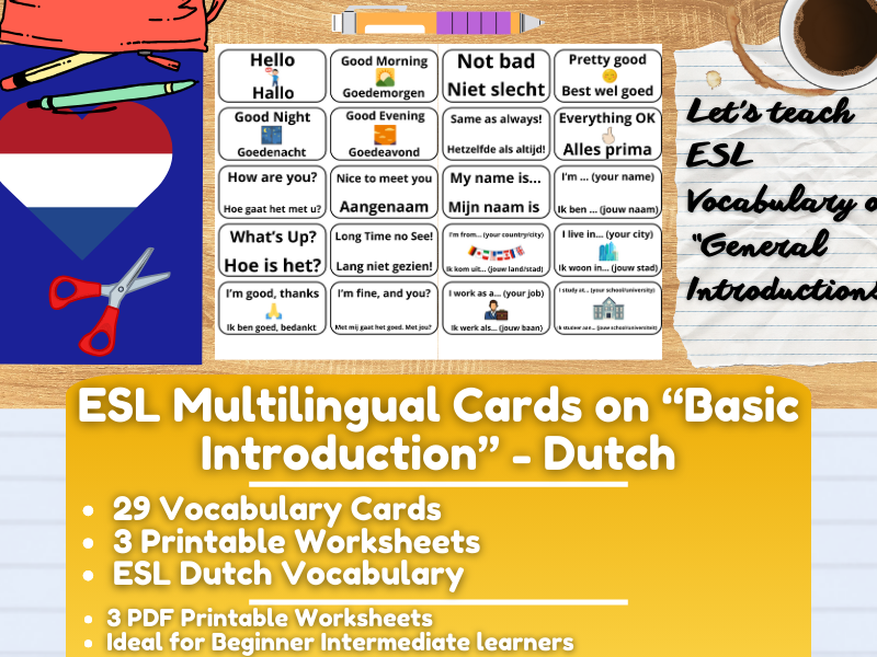 ESL Multilingual Vocabulary Flashcards on "General Introductions" - Dutch