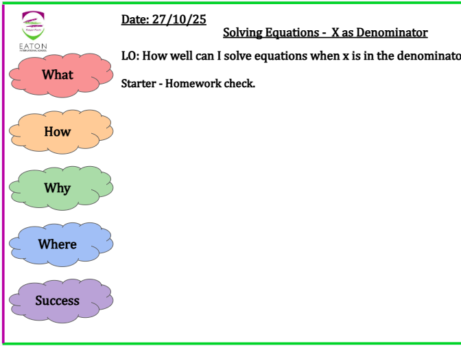 Solving Equations - X as Denominator