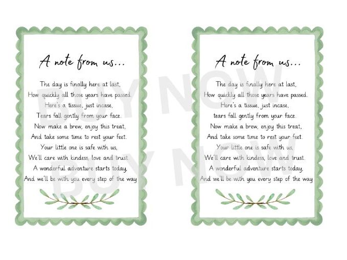Parents/Carers First Day At School Poem