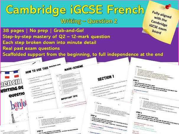 Cambridge iGCSE French Writing Question 2