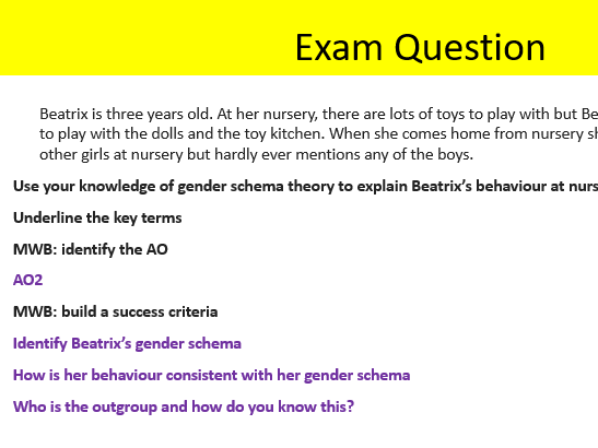 AQA Psychology gender schema theory