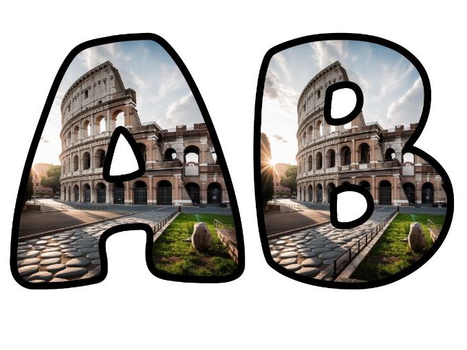 Rome Colosseum Gladiators Lettering Set | Classroom Display | Upper & Lowercase, 0-9 and Signs