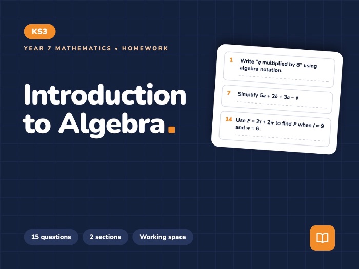 Year 7 Intro to Algebra | Homework Sheet