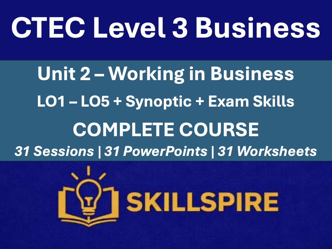 OCR CTEC Level 3 Business Unit 2 Working in Business | Complete Course Bundle | 31 Lessons