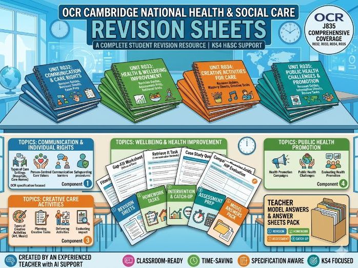 OCR Cambridge National Health and Social Care Revision Sheets | R032 ...
