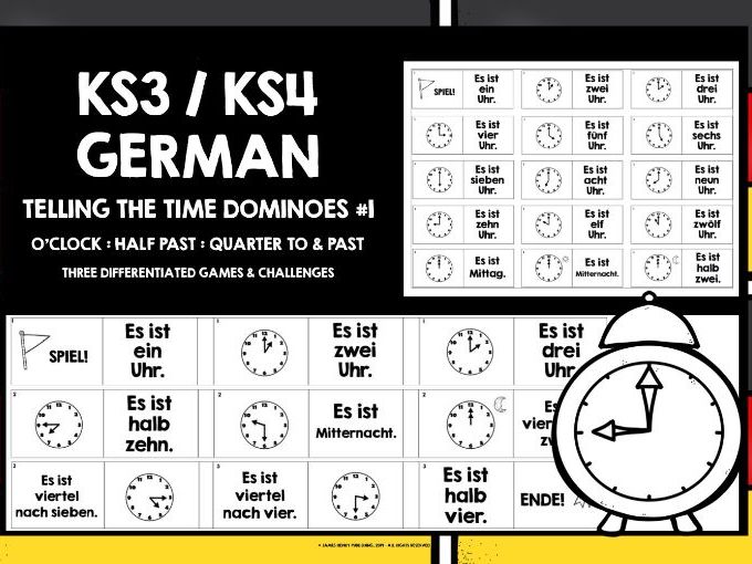 GERMAN TELLING THE TIME DOMINOES #1