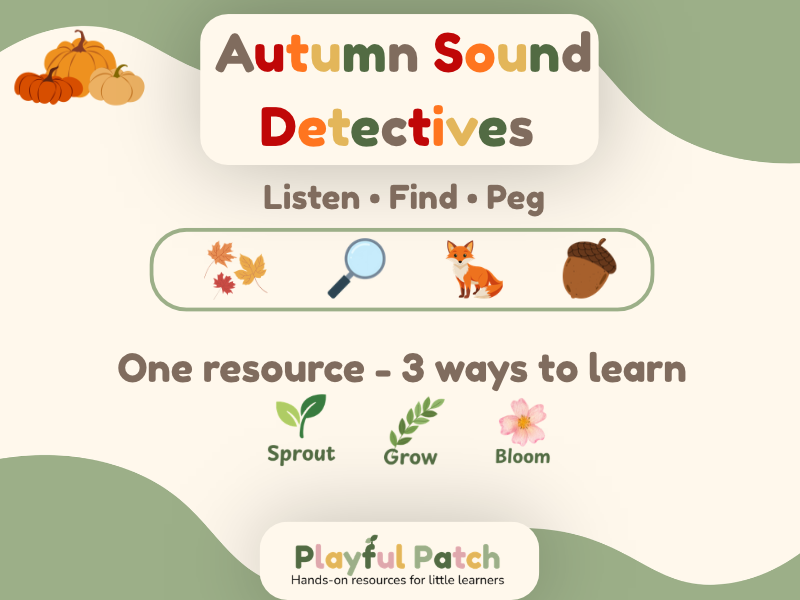 Autumn Sound Detectives: 3-Level Phonics Peg Cards