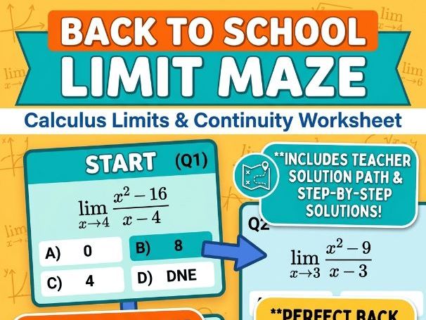 Back to School Limits Maze Activity: Factorisation - KS5 / A-Level Maths