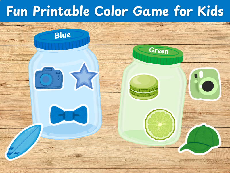 Color Sorting Activity for Preschool | 9 Color Jars + Matching Objects | Montessori Printable