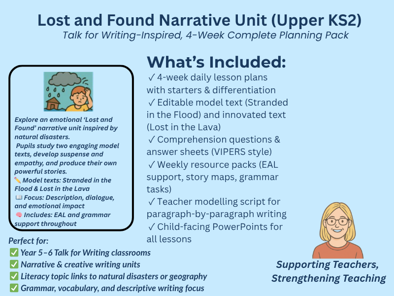 Year 5/6 -Lost and Found Narrative Writing Unit (Suspense, Natural Disasters, Full Planning)