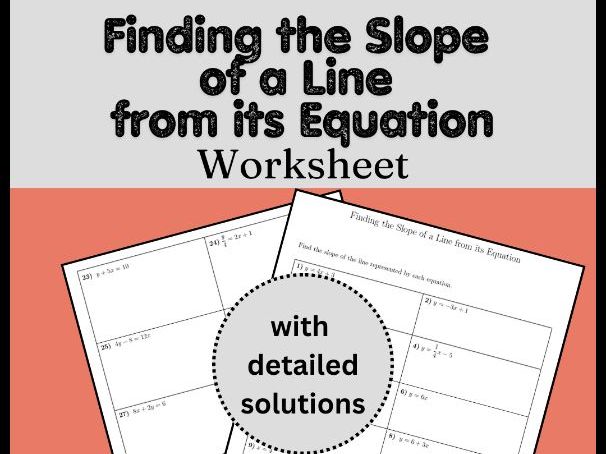 Finding the Slope of a Line from its Equation Worksheet (with solutions)