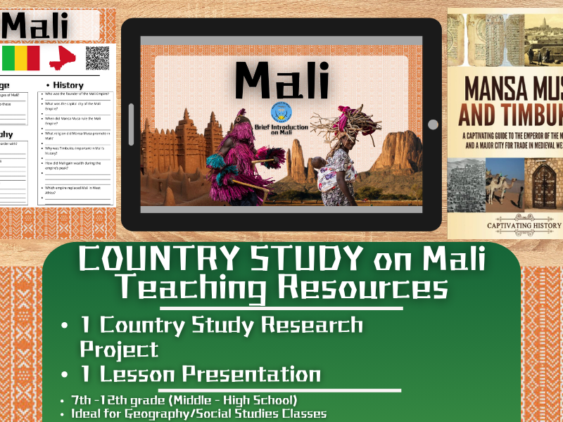 Country Study Teaching Resources - Mali - Social Studies + Geography - Bundle