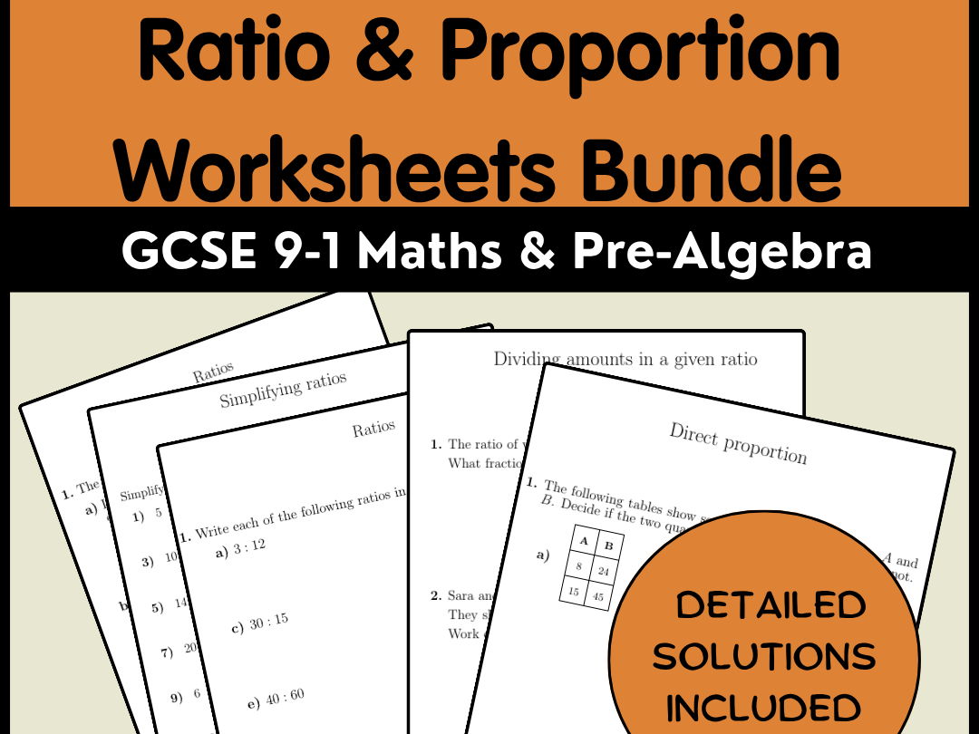 Ratio & Proportion Worksheets Bundle GCSE 9-1 Maths & Pre-Algebra