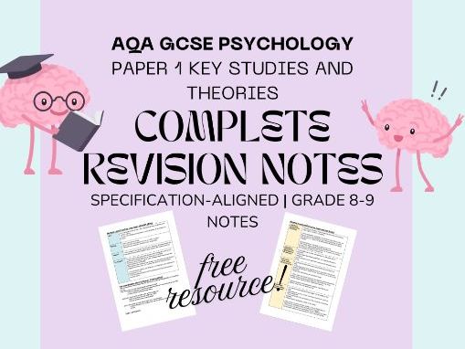 GCSE AQA Psychology – All Paper 1 Key Studies and Theories Revision Notes