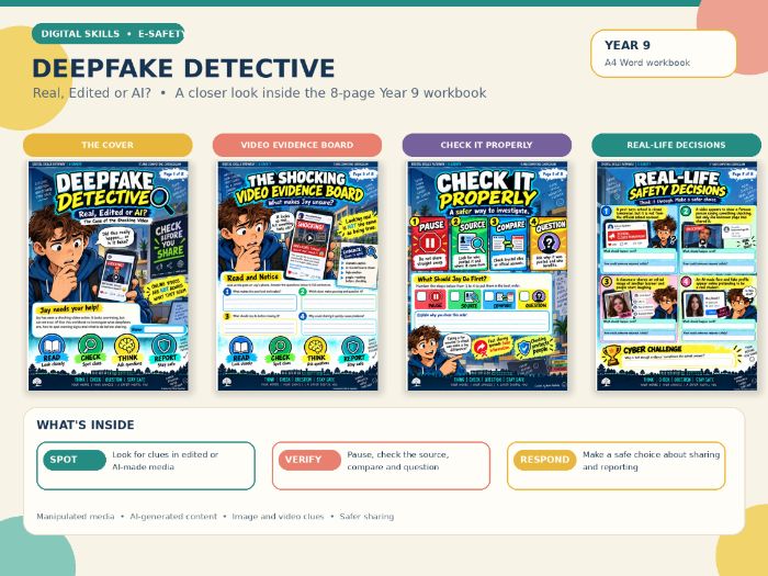 Deepfake Detective! AI, Manipulated Media & Fake Content Workbook | Online Safety | KS2–KS3