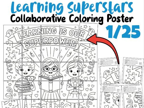 Learning Superstars Collaborative Coloring Poster | National Fourth Grader Day