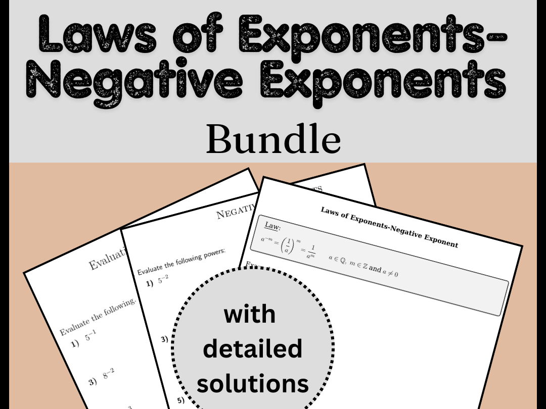 Laws of Exponents-Negative Exponents Bundle
