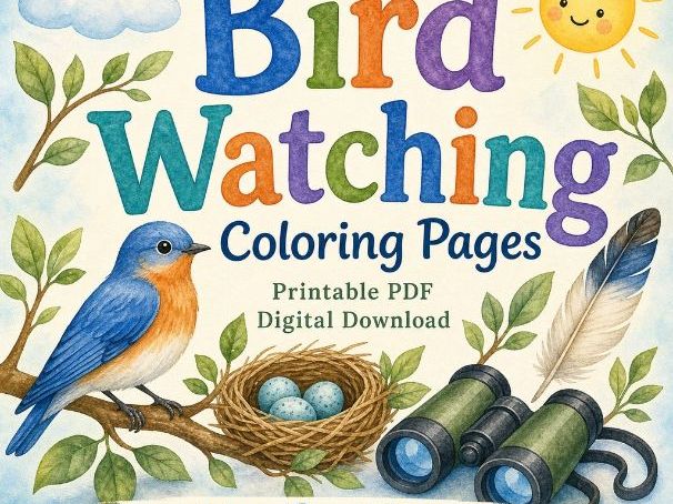 Bird Watching Coloring Pages