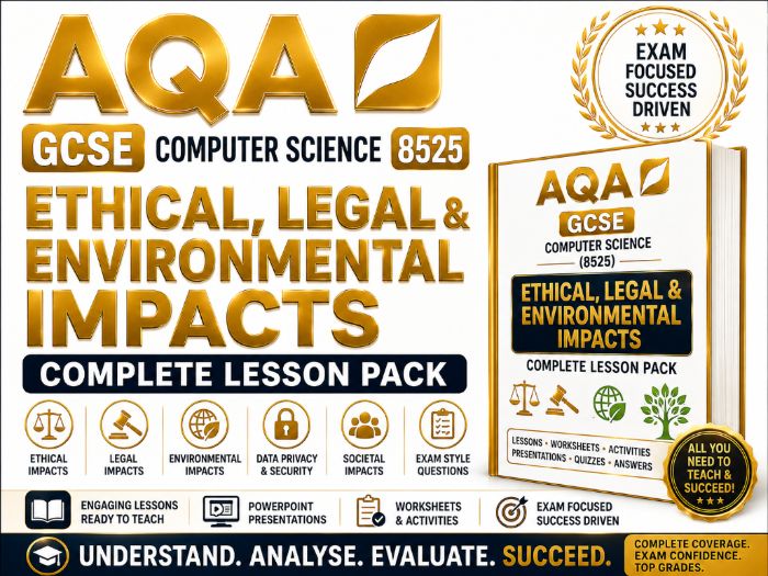 AQA GCSE Computer Science (8525) Ethical, Legal & Environmental Impacts Complete Lesson Pack