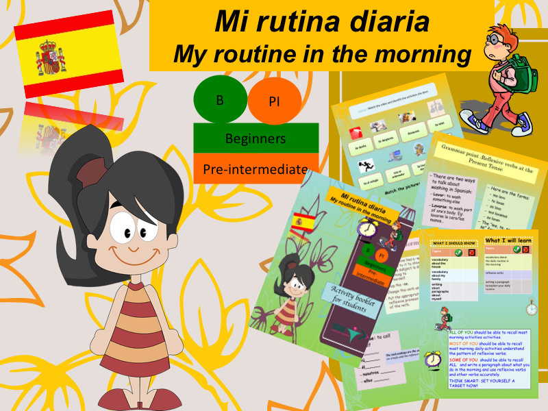 Spanish Daily routine (lesson + exercices) / Mi rutina diara Teaching