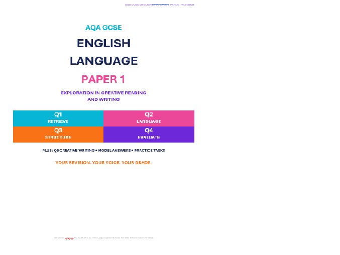New 2026 AQA GCSE English Language Paper 1 Revision Ebook: Q1–Q5 Methods & Model Answers