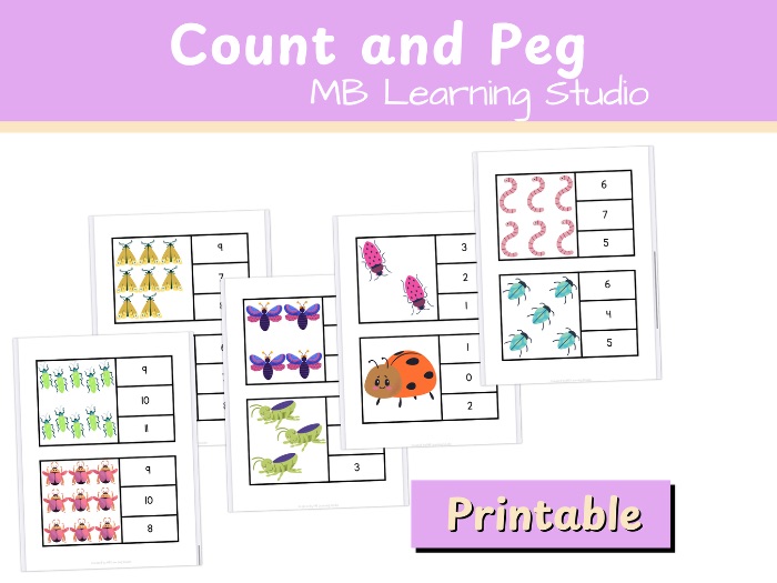 Insect Count and Peg Cards – Numbers to 10