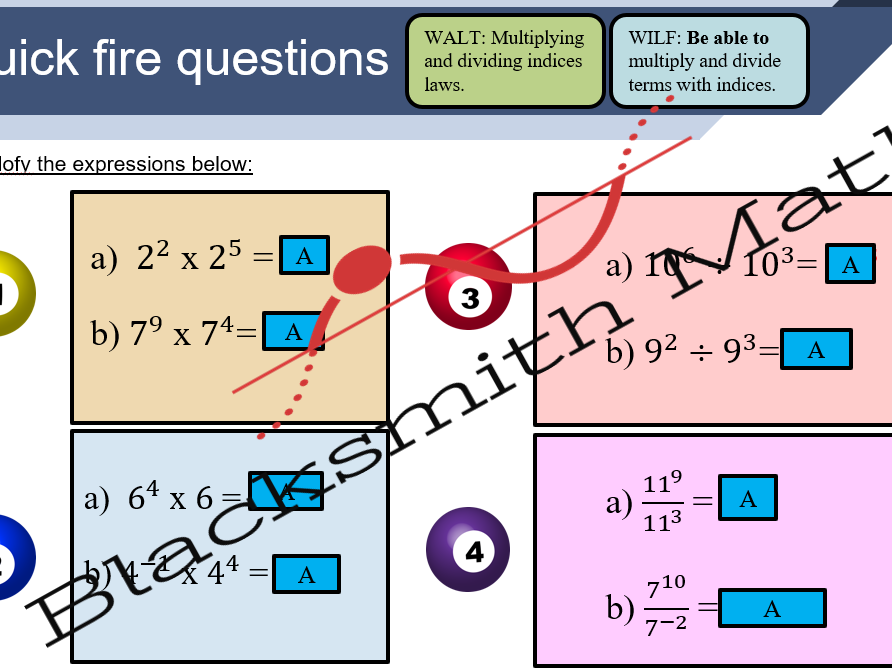 Index laws (numbers) Lesson bundle Teaching Resources