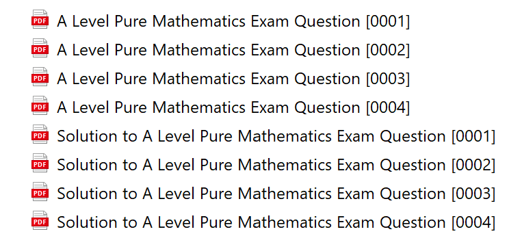 A Level Pure Maths Exam Questions and Solutions [0001] to [0004 ...