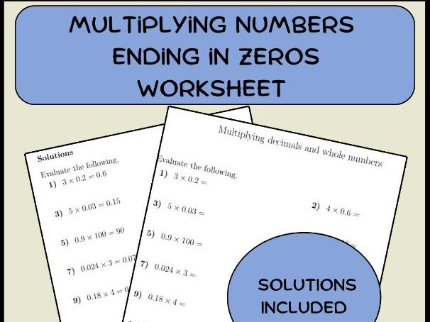 Multiplying numbers ending in zeros worksheet (with answers)