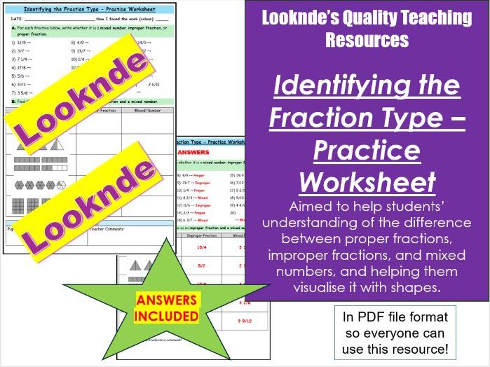 Identifying the Fraction Type - Practice Worksheet