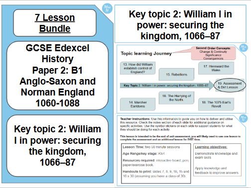Unit 2: William I in power: securing the kingdom, 1066–87. GCSE History Edexcel Paper 2 - Normans (B1)