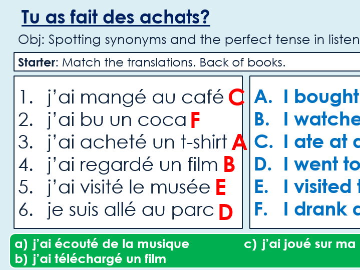 Dynamo 2 Rouge: Module 3. Unit 4, Tu as fait des achats?